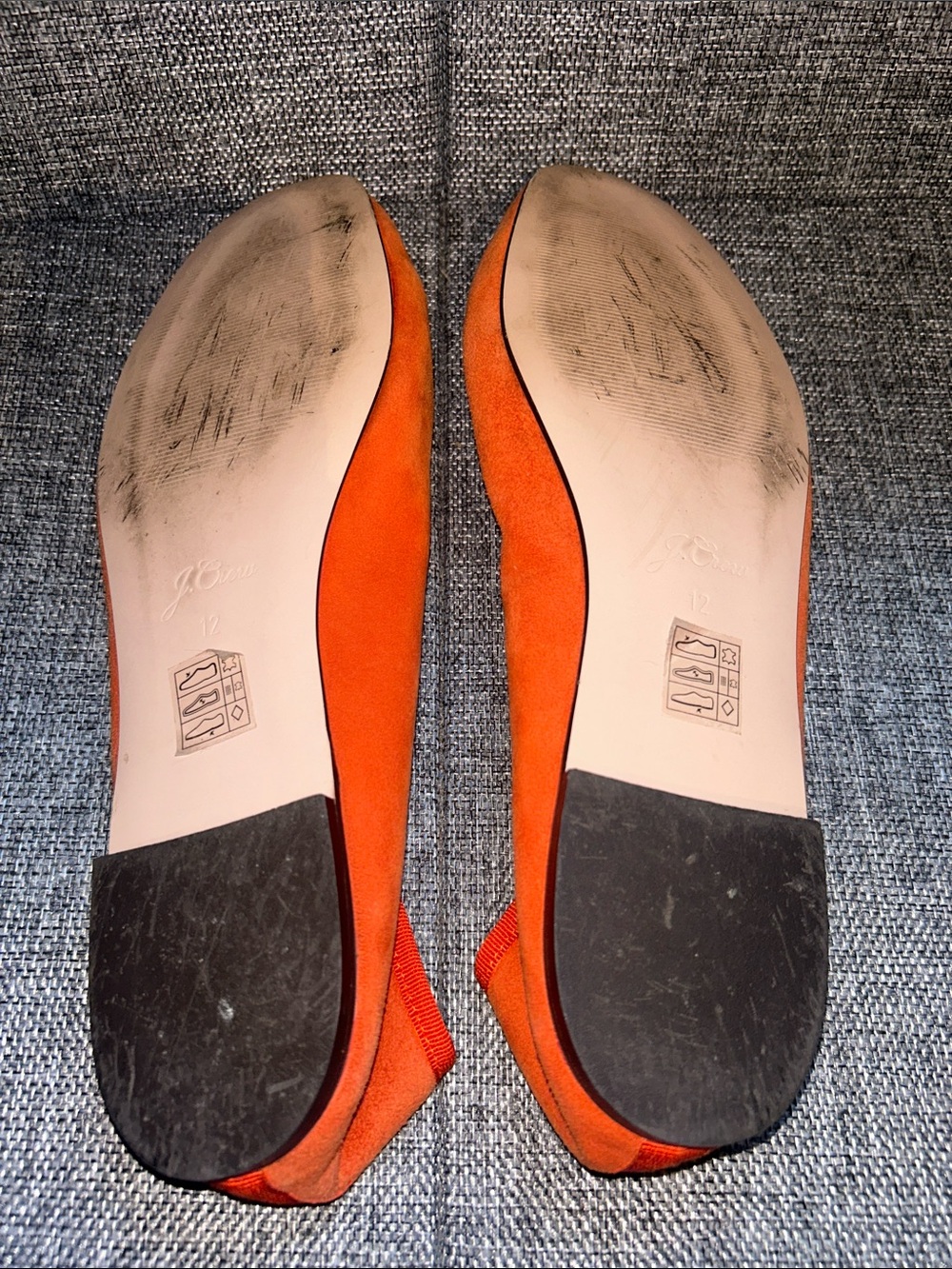 J. Crew Orange Suede Ballet Flats with Red Trim - Picture 7 of 8